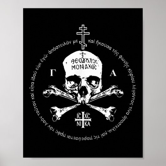 Funny Eastern Orthodox Cross Skull Ic Xc Nika Jesu Poster (Voorkant)
