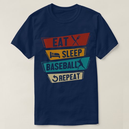 Funny Eat Sleep Baseball Baseball Herhaal Ba T-shirt (Design voorkant)