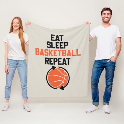 Funny eat sleep Basketball repeat word art  Fleece Deken (In situ)