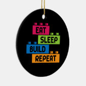 Funny Eat Sleep Build Repo Cool Blocks Building Keramisch Ornament (Rechts)