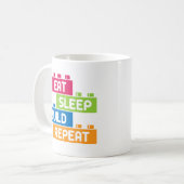 Funny Eat Sleep Build Repo Cool Blocks Building Koffiemok (Voorkant links)
