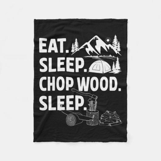 Funny Eat Sleep Chop Wood Repeat Lumberjack  Fleece Deken (Voorkant)