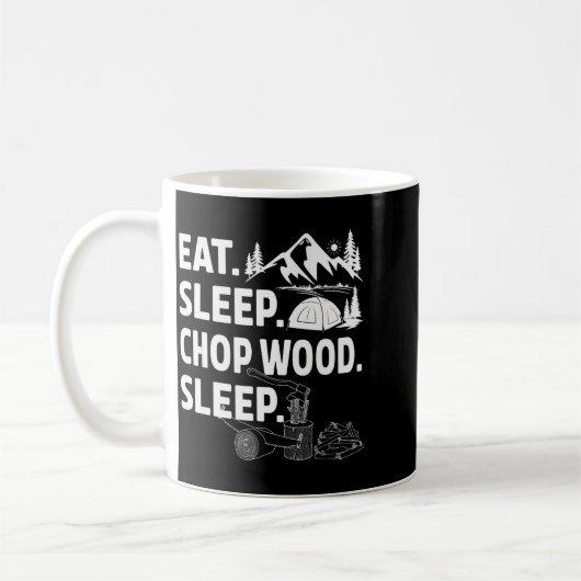 Funny Eat Sleep Chop Wood Repeat Lumberjack  Koffiemok (Links)