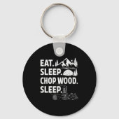 Funny Eat Sleep Chop Wood Repeat Lumberjack Sleutelhanger (Voorkant)