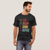 Funny Eat Sleep Game Repeat Video Games T-shirt (Voorkant volledig)