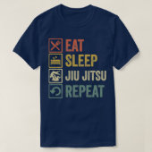 Funny Eat Sleep Jiu jitsu Repeat Distressed Retro T-shirt (Design voorkant)