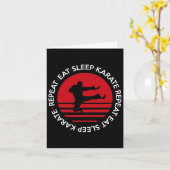 Funny Eat Sleep Karate Repat Kaart (Gele Bloem)