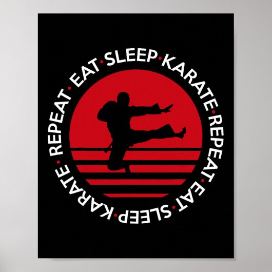 Funny Eat Sleep Karate Repat Poster (Voorkant)