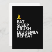 Funny Eat Sleep Leukemie Herhaal Oranje lintje T S Save The Date (Voorkant / Achterkant)