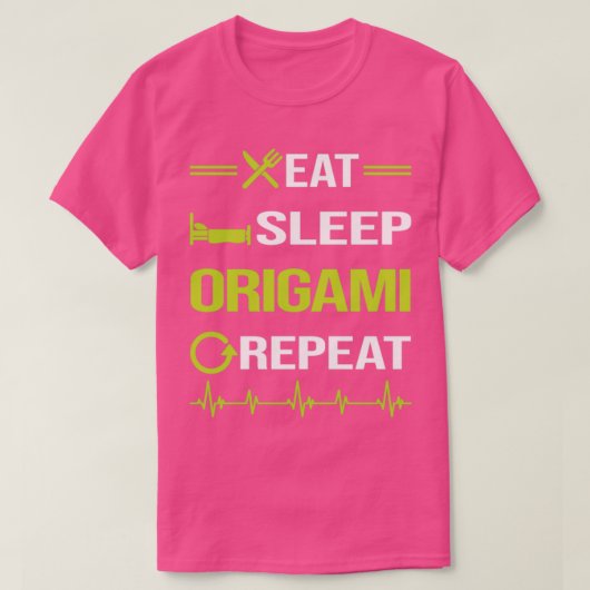 Funny Eat Sleep Repeteren Origami T-shirt (Design voorkant)