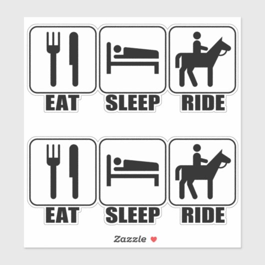 Funny "Eat, Sleep, Ride a Horse" Horseback Riding Sticker (Vel)