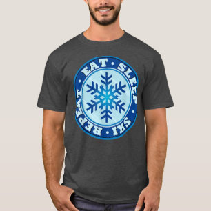 Funny Eat Sleep Ski Herhaal Skiing Skis Snowboard T-shirt