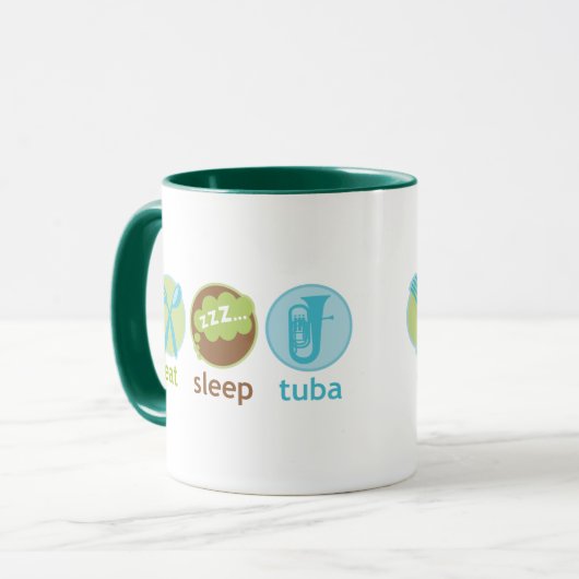 Funny Eat Sleep Tuba Mok Gift (Voorkant links)