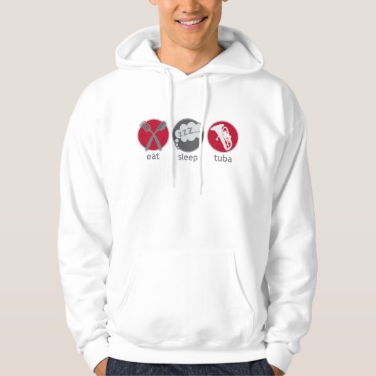 Funny Eat Sleep Tuba Music Hoodie (Voorkant)