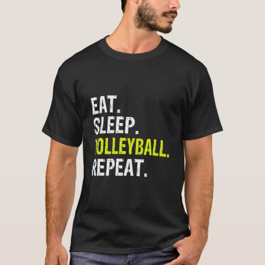 Funny Eat Sleep Volleyball Herhaling Gift T-shirt (Voorkant)