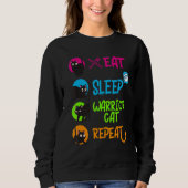 Funny Eat Sleep Warrior Cat Repeat Cool Cat Design Trui (Voorkant)
