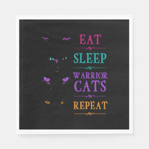 Funny Eat Sleep Warrior Cats Herhalen Funny Cat Wa Servet