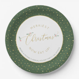 Funny Eat Up Christmas Typografie Groen en Goud Papieren Bordje