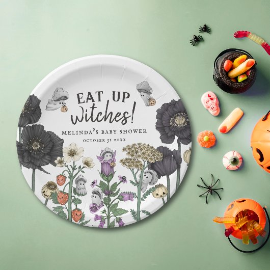 Funny Eat up heksen Halloween Baby shower Papieren Bordje
