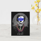 Funny Edgar Allan Poe Mardi Gras Mashup Kaart (Gele Bloem)
