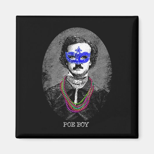 Funny Edgar Allan Poe Mardi Gras Mashup Magneet (Voorkant)