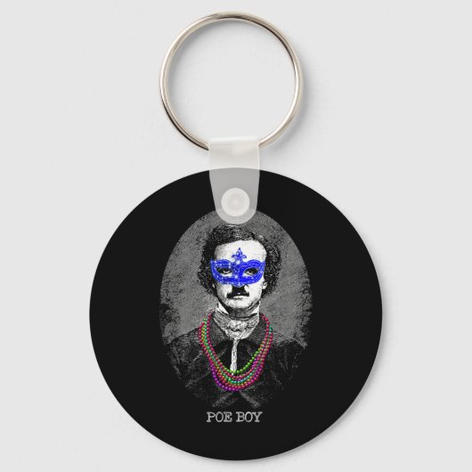 Funny Edgar Allan Poe Mardi Gras Mashup Sleutelhanger (Voorkant)