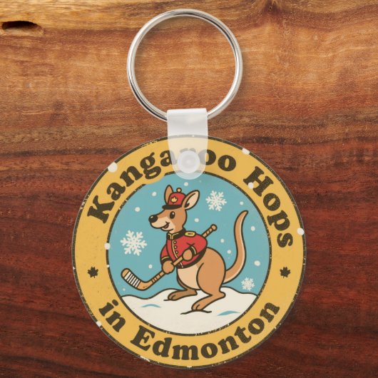 Funny Edmonton Kangaroo Hockey Sleutelhanger (Voorkant)