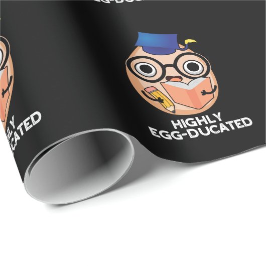 Funny Educated Egg Pun Dark BG Cadeaupapier (Rol Hoek)