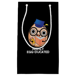 Funny Educated Egg Pun Dark BG Klein Cadeauzakje