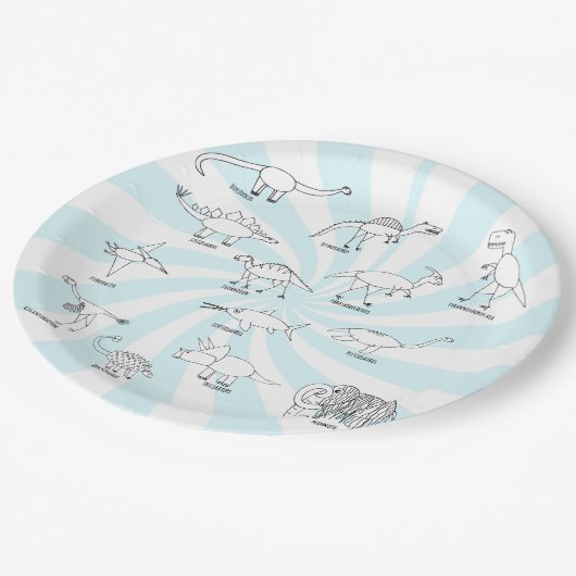 Funny Educational Dinosaur Drawing Kinder Party Bl Papieren Bordje (Gekanteld)