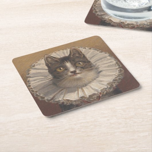 Funny  Edwardian Cat Onderzetters, set van 6 Kartonnen Onderzetters (Schuin)