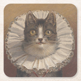 Funny  Edwardian Cat Onderzetters, set van 6 Kartonnen Onderzetters