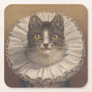 Funny  Edwardian Cat Onderzetters, set van 6 Kartonnen Onderzetters