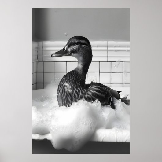 Funny Eend Bubbelbad Print, Badkamer Muur Kunst Poster (Voorkant)