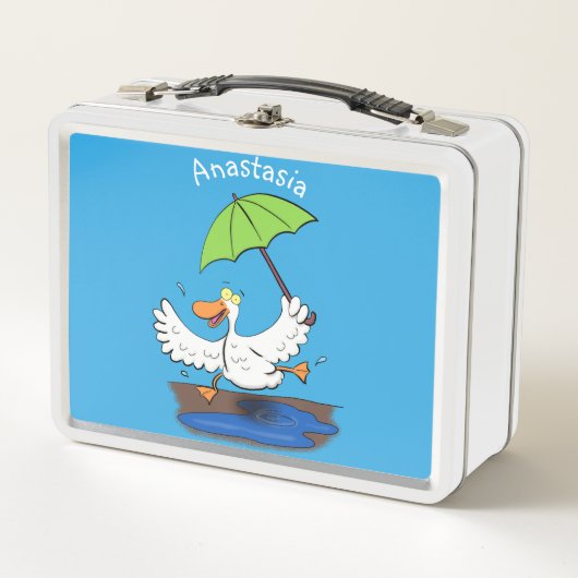 Funny eend met paraplu dansende cartoon (Voorkant)