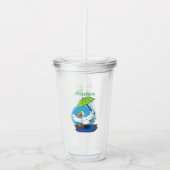 Funny eend met paraplu dansende cartoon acryl drinkbeker (Voorkant)