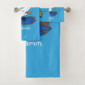 Funny eend met paraplu dansende cartoon bad handdoek (Insitu)