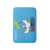 Funny eend met paraplu dansende cartoon badmat (Voorkant Verticaal)