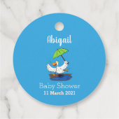 Funny eend met paraplu dansende cartoon bedankjes labels (Achterkant)