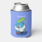 Funny eend met paraplu dansende cartoon blikjeskoeler (Blikje Achterkant)