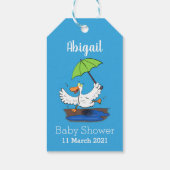 Funny eend met paraplu dansende cartoon cadeaulabel (Achterkant)