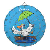Funny eend met paraplu dansende cartoon dartbord (Voorkant)
