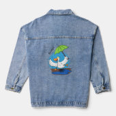 Funny eend met paraplu dansende cartoon denim jacket (Achterkant)