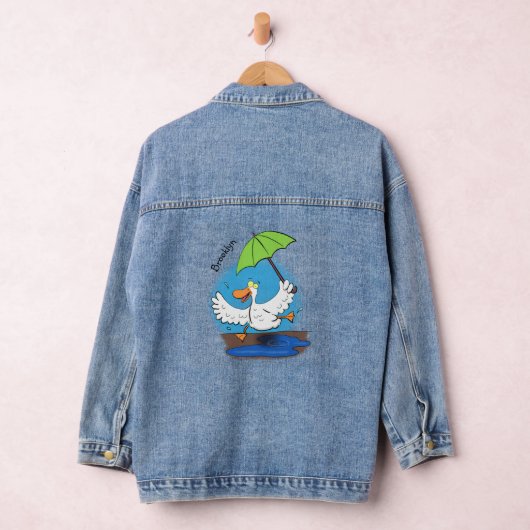 Funny eend met paraplu dansende cartoon denim jacket (Hangar)
