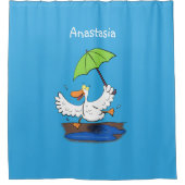 Funny eend met paraplu dansende cartoon douchegordijn (Voorkant)