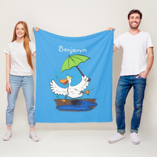 Funny eend met paraplu dansende cartoon fleece deken (In situ)