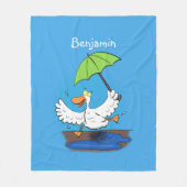 Funny eend met paraplu dansende cartoon fleece deken (Voorkant)