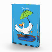 Funny eend met paraplu dansende cartoon fotoblokken (Rechts)