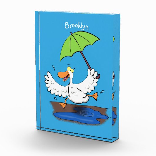 Funny eend met paraplu dansende cartoon fotoblokken (Rechts)