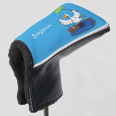 Funny eend met paraplu dansende cartoon golfheadcover (3/4 voorkant)
